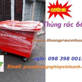 Thùng rác nhựa 660 lít composite 4 bánh xe